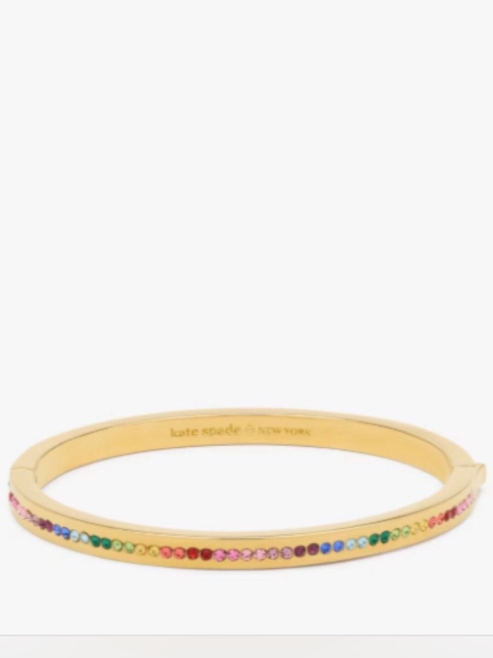 Kate Spade Ring It Up Gold Tone Pave Hinged Bangle Multicolored Bracelet - NWT